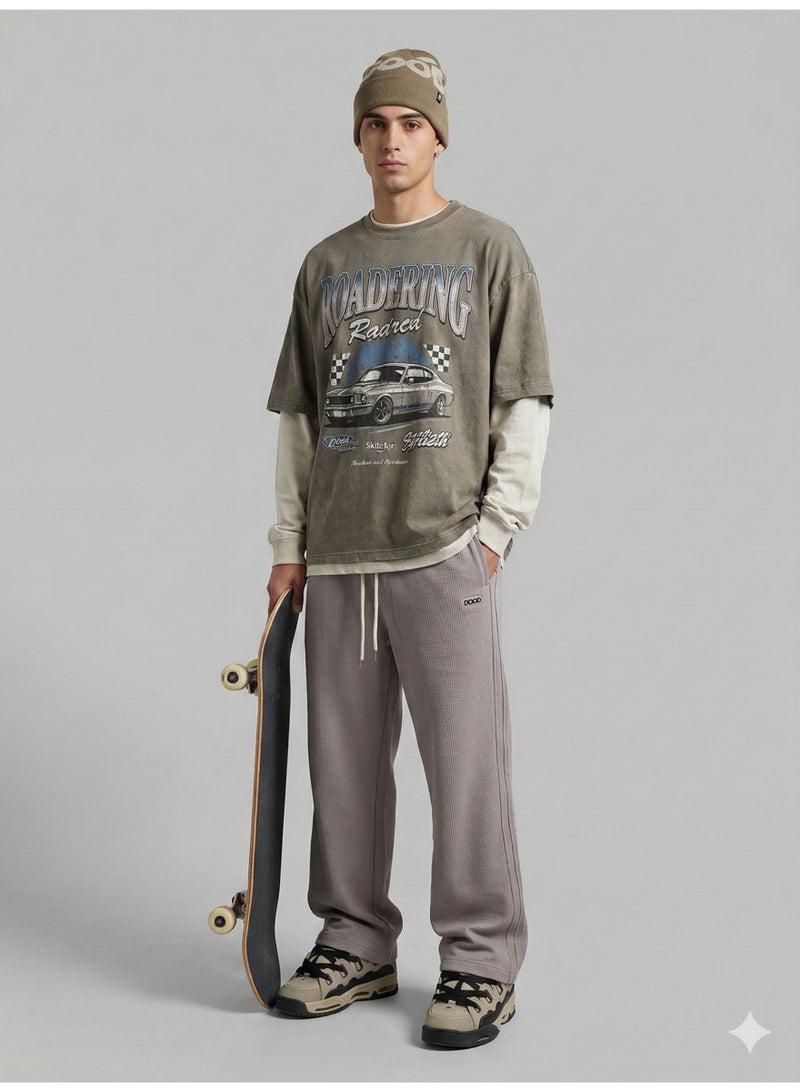 Stone Grey Waffle Joggers Pant - Image 4